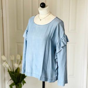 Vince Camuto Ruffle Scoop Neck Blouse